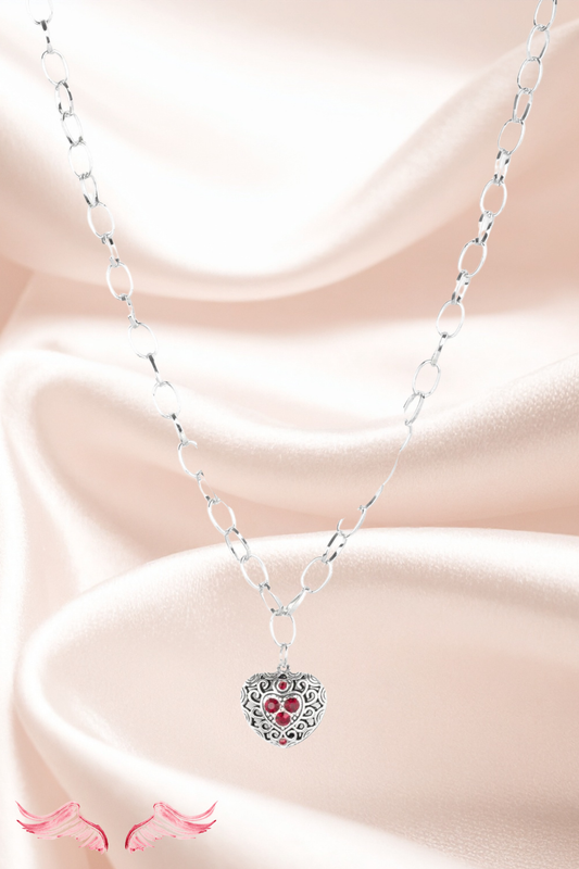 Conjunto de collar con medallón escarlata | Joyas de San Valentín – Heavenly Pieces