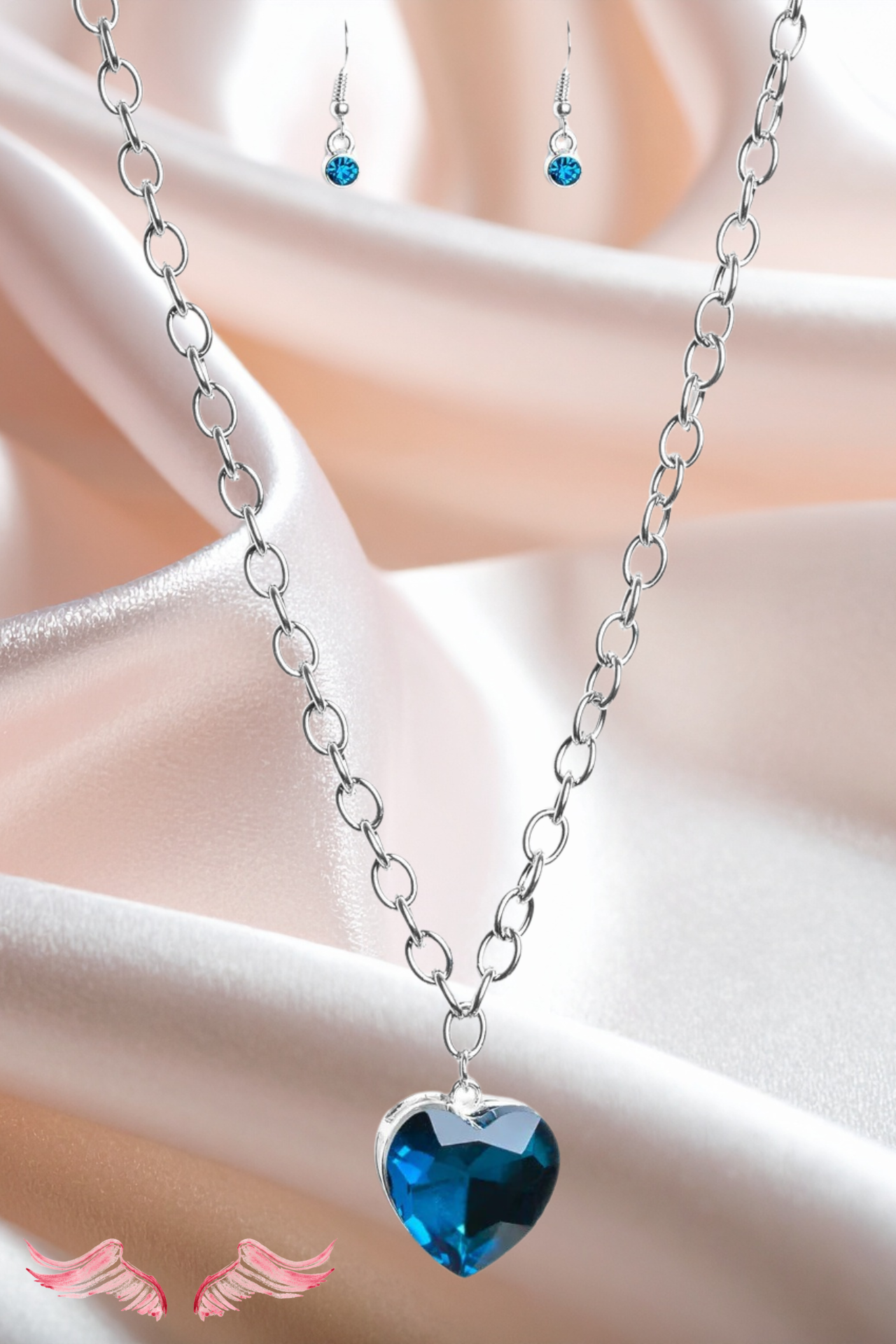 The Azure Heart Pendant Necklace Set | Valentine's Jewelry in “ Heavenly Pieces