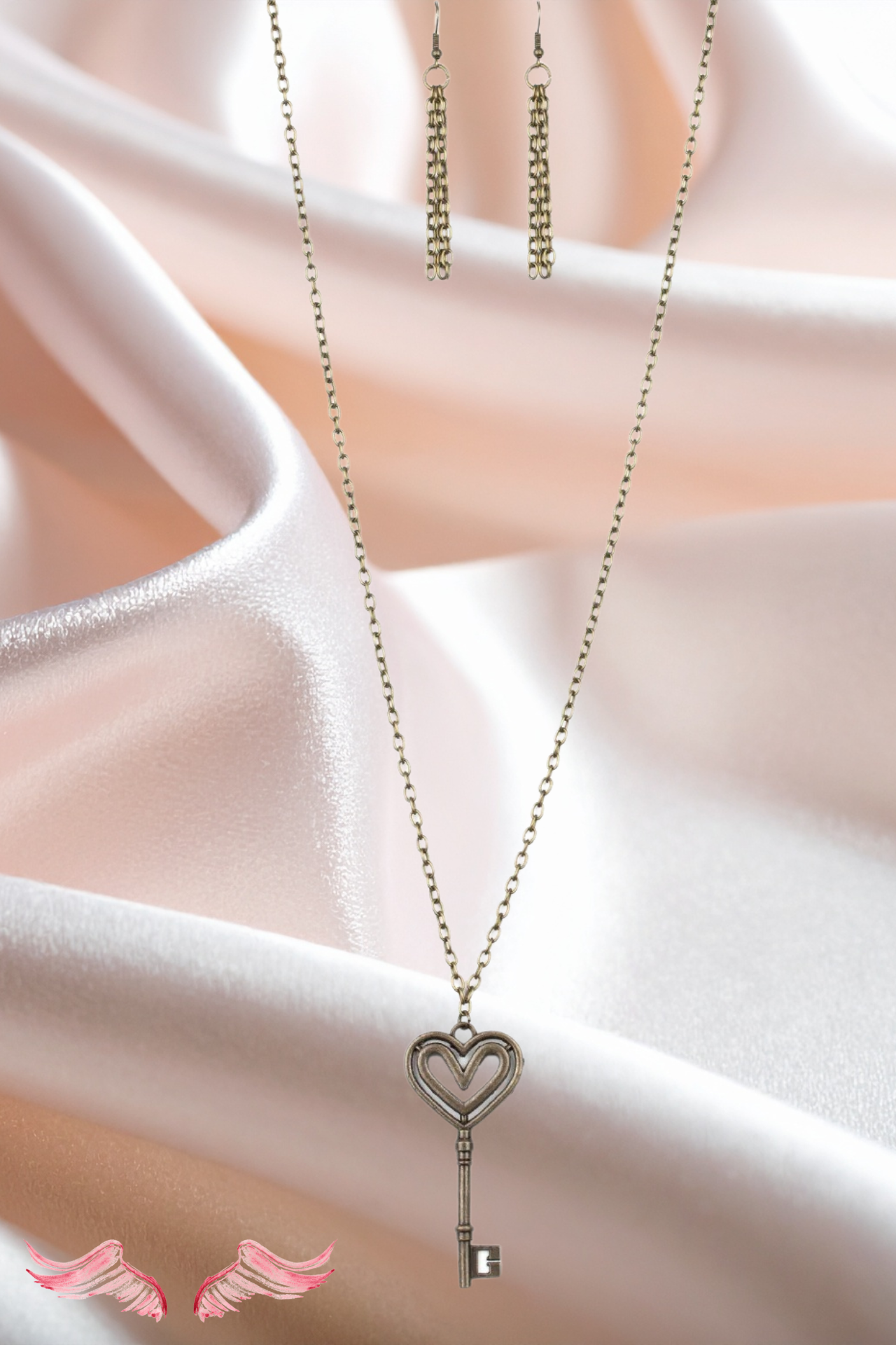 The Antique Heart Key Necklace Set | Valentine's Jewelry in “ Heavenly Pieces