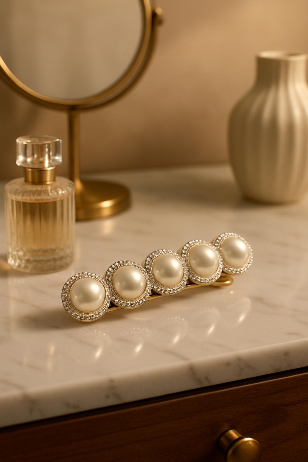 Pearl Halo Crystal Clip