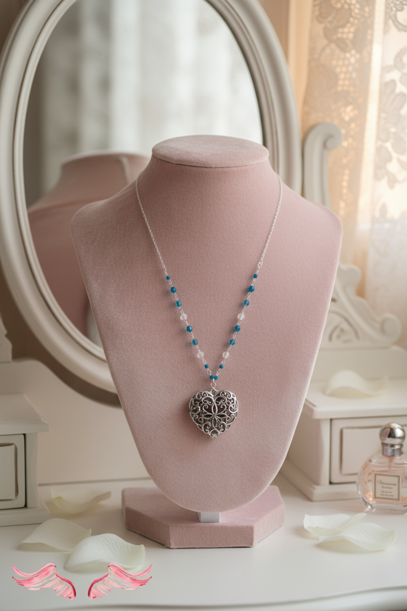Mykonos Heirloom Necklace on Blush Velvet Bust