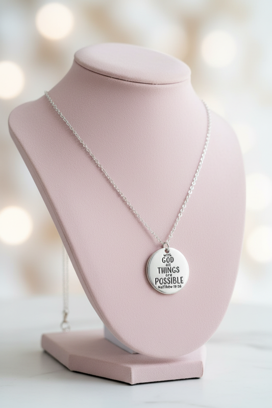 With God All Things Are Possible Necklace on Bust